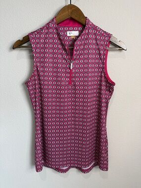 Greg Norman for TPC Pink Print Play Dry Sleeveless Golf Shirt Size S